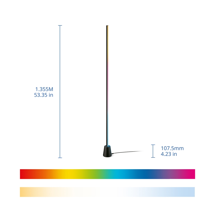 Philips - Lampada da terra dimmerabile a LED RGBIC GRADIENT, 9,7 W, 230 V, 2200-6500 K, Wi‑Fi