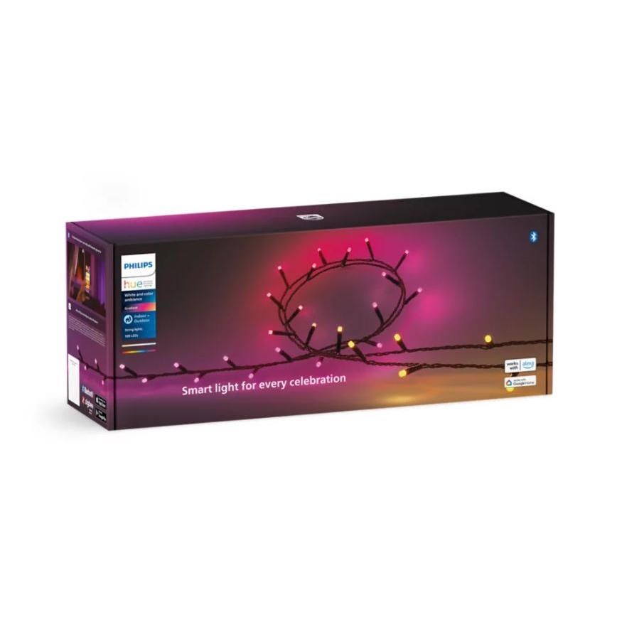 Philips - Catena LED RGBW dimmerabile per esterni HUE WHITE AND COLOR AMBIANCE, 500 LED, 44,4 m, 2000-6500K, IP54
