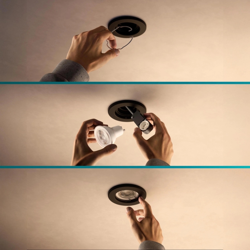 Philips - Faretto da incasso LED RGBW dimmerabile PERIDOT 1xGU10/6W/230V, nero + telecomando