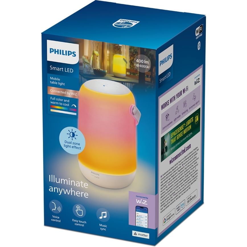 Philips - LED RGBW Lampada da tavolo portatile dimmerabile a sfioramento SMART LED/13,5W/3,6V 2200-6500K Wi-Fi 1800 mAh