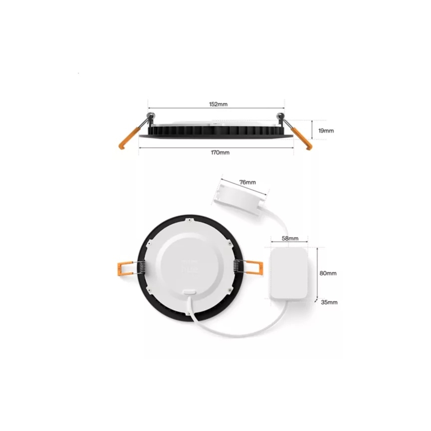 Philips - LED RGBW Dimmerabile faretto da incasso per bagno Hue SLIM LED/12W/230V 1000-20000K nero IP44