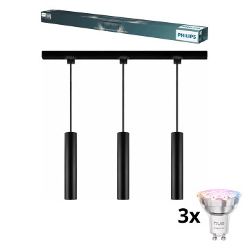 Philips - LED RGBW lampada a sospensione dimmerabile su cavo per sistema a binario EASYLINK HUE 3xGU10/4,7W/230V 2200-6500K 1m nero