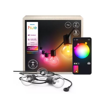 Philips - Catena luminosa estendibile LED RGBW dimmerabile da esterno Hue FESTAVIA 10xLED 7m IP65