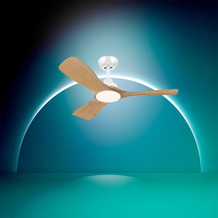 Philips - Ventilatore da soffitto con LED dimmerabile OLAS LED/24W/230V Ø 106 cm bianco/marrone + telecomando