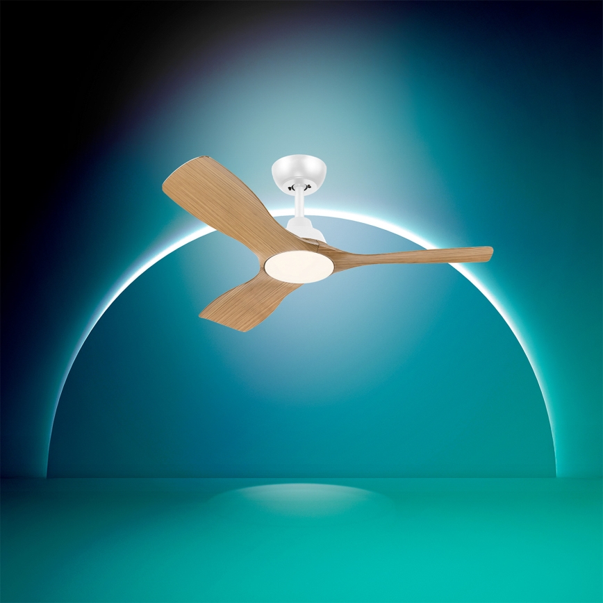 Philips - Ventilatore da soffitto con LED dimmerabile OLAS LED/24W/230V Ø 106 cm bianco/marrone + telecomando