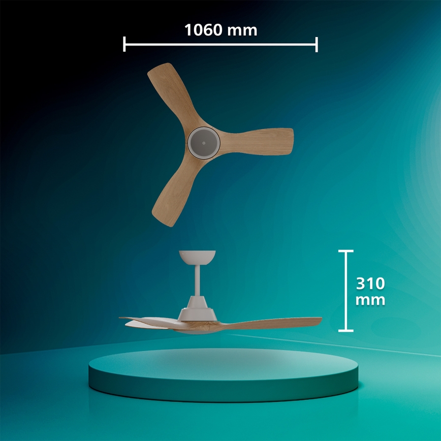 Philips - Ventilatore da soffitto con LED dimmerabile OLAS LED/24W/230V Ø 106 cm bianco/marrone + telecomando