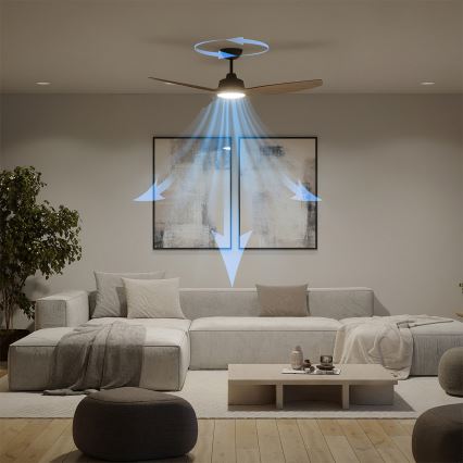 Philips - Ventilatore da soffitto LED dimmerabile OLAS LED/24W/230V Ø 132 cm nero/marrone + telecomando