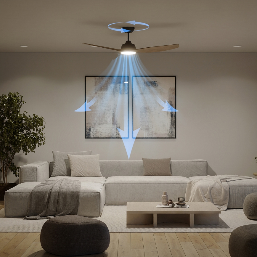 Philips - Ventilatore da soffitto LED dimmerabile OLAS LED/24W/230V Ø 132 cm nero/marrone + telecomando