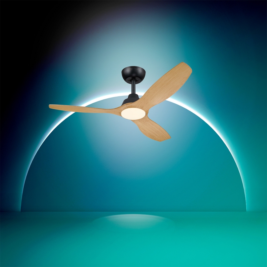 Philips - Ventilatore da soffitto LED dimmerabile OLAS LED/24W/230V Ø 132 cm nero/marrone + telecomando