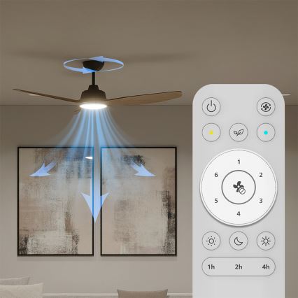 Philips - Ventilatore da soffitto LED dimmerabile OLAS LED/24W/230V Ø 132 cm nero/marrone + telecomando