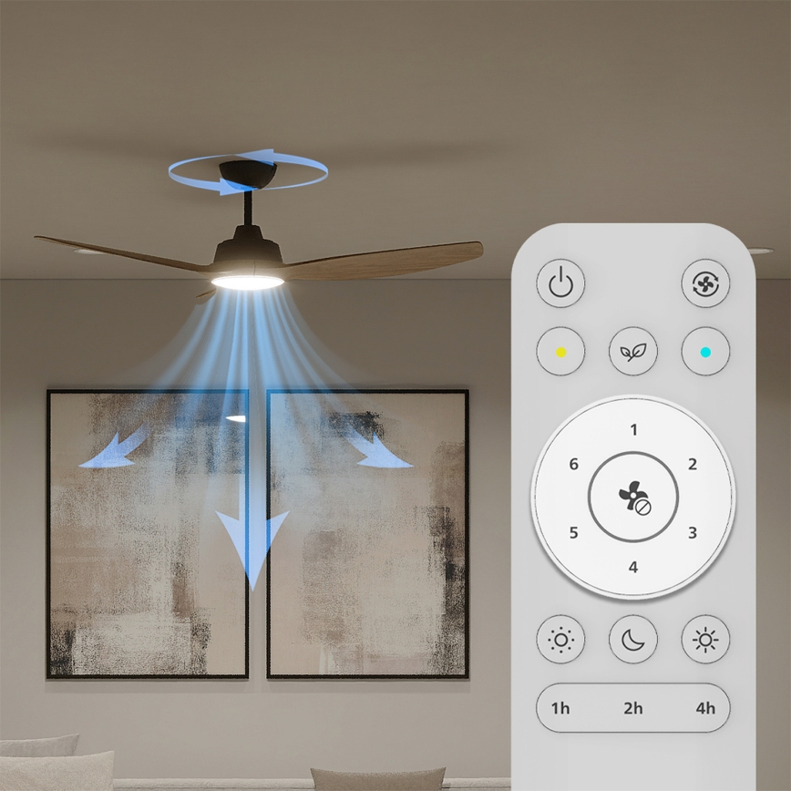 Philips - Ventilatore da soffitto LED dimmerabile OLAS LED/24W/230V Ø 132 cm nero/marrone + telecomando
