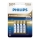 Philips LR03M4B/10 - 4 pezzi Batteria alcalina AAA PREMIUM ALKALINE 1,5V 1320mAh