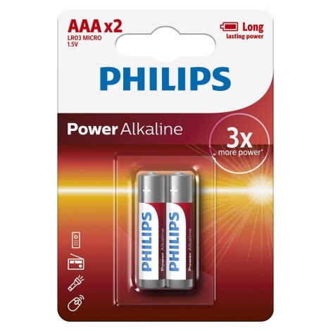 Philips LR03P2B/10 - 2 pz Batteria alcalina AAA POWER ALKALINE 1,5V
