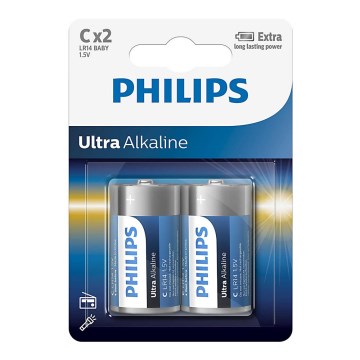 Philips LR14E2B/10 - 2 pezzi Batteria alcalina C ULTRA ALKALINE 1,5V 7500mAh