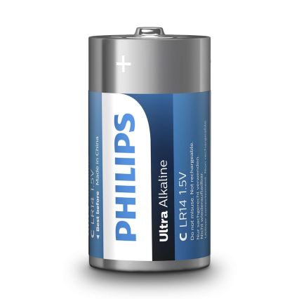 Philips LR14E2B/10 - 2 pezzi Batteria alcalina C ULTRA ALKALINE 1,5V 7500mAh