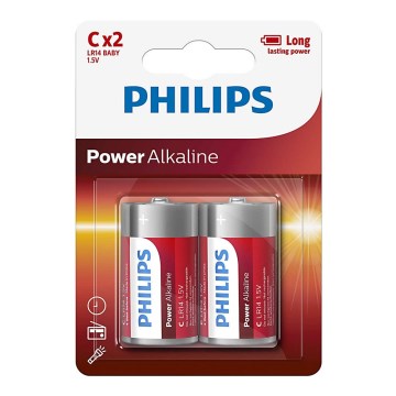 Philips LR14P2B/10 - 2 pz Batteria alcalina C POWER ALKALINE 1,5V 7200mAh