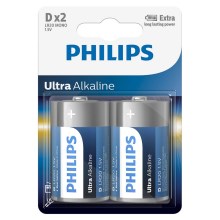 Philips LR20E2B/10 - 2 pz Batteria alcalina D ULTRA ALKALINE 1,5V 15000mAh