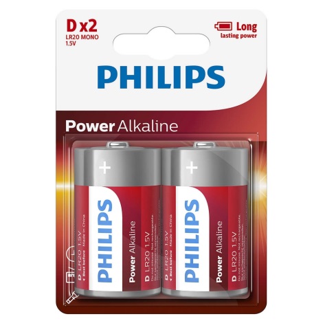Philips LR20P2B/10 - 2 Batteria alcalina D POWER ALKALINE 1,5V 14500mAh