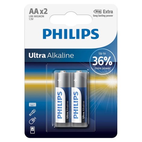 Philips LR6E2B/10 - 2 pz Batteria alcalina AA ULTRA ALKALINE 1,5V