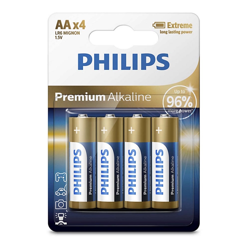 Philips LR6M4B/10 - 4 pezzi Batteria alcalina AA PREMIUM ALKALINE 1,5V 3200mAh