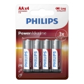 Philips LR6P4B/10 - 4 pezzi Batterie alcaline AA POWER ALKALINE 1,5V 2600mAh
