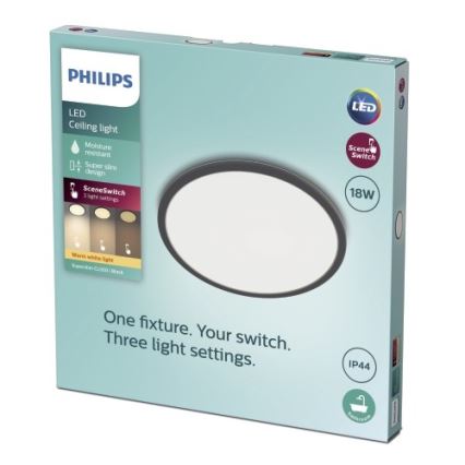 Philips - Plafoniera LED da bagno dimmerabile SCENE SWITCH LED/18W/230V IP44 2700K