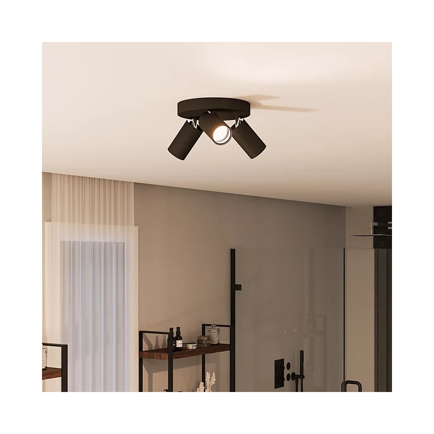 Philips - Luce Spot da bagno IDRIS 3xGU10/5W/230V IP44 nero