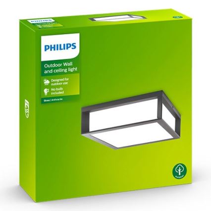 Philips - Plafoniera da esterno SKIES 2xE27/14W/230V IP44 antracite