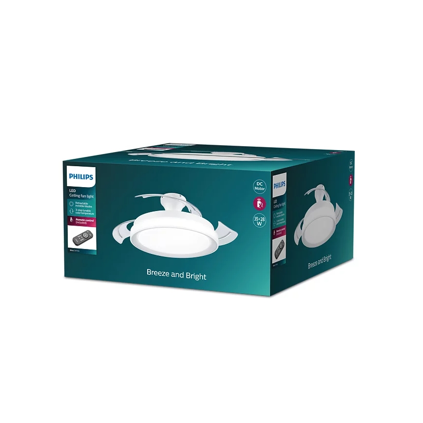 Philips - Plafoniera LED con ventilatore BLISS LED/35W/230V 5500/4000/2700K bianco + telecomando