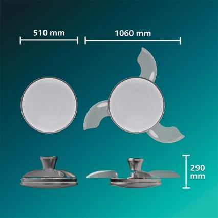 Philips - Plafoniera LED dimmerabile con ventilatore ATLAS LED/35W/230V cromo opaco + telecomando