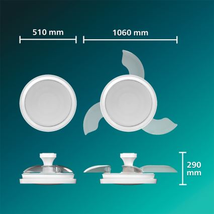 Philips - Lampada da soffitto LED dimmerabile con ventilatore BLISS LED/35W/230V bianca + telecomando