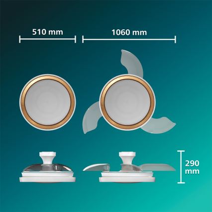 Philips - Plafoniera LED dimmerabile con ventilatore BLISS LED/35W/230V oro + telecomando