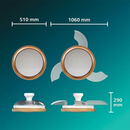 Philips - Plafoniera LED dimmerabile con ventilatore BLISS LED/35W/230V marrone + telecomando