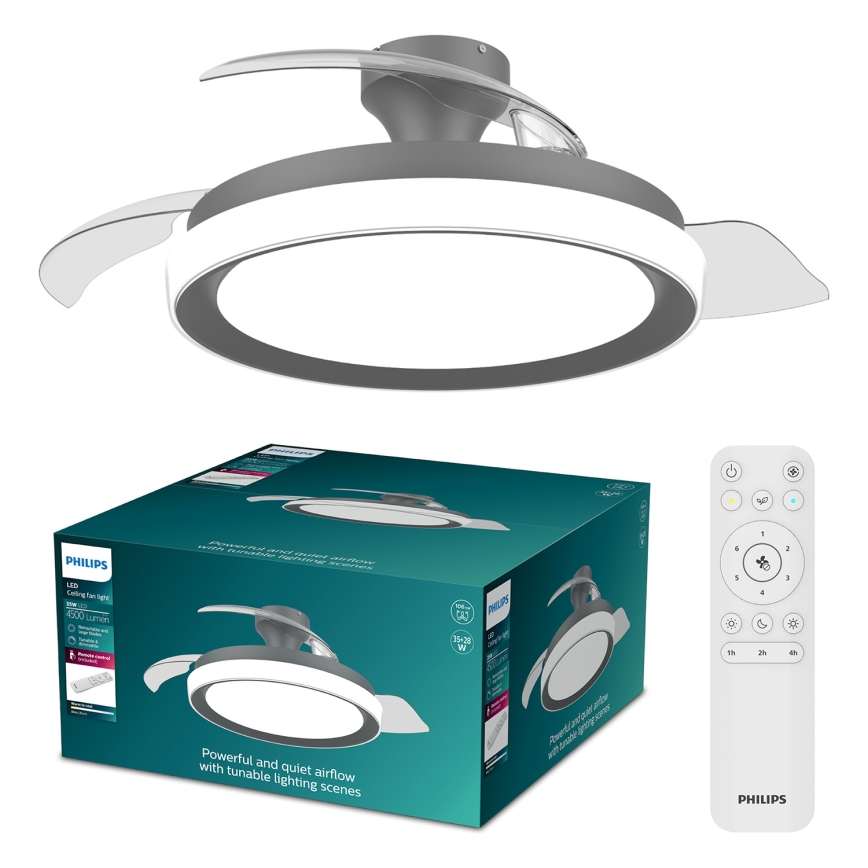 Philips - Plafoniera dimmerabile a LED con ventilatore BLISS LED/35W/230V, nero, con telecomando