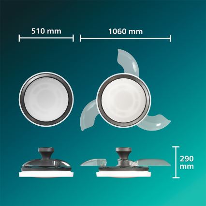 Philips - Plafoniera dimmerabile a LED con ventilatore BLISS LED/35W/230V, nero, con telecomando