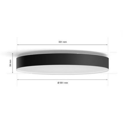 Philips - Plafoniera da soffitto dimmerabile Hue LED/48W/230V 2200-6500K Ø 551 mm nera + telecomando
