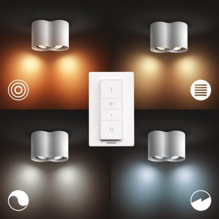 Philips - Plafoniera LED dimmerabile Hue PILLAR 2xGU10/5W/230V + Telecomando