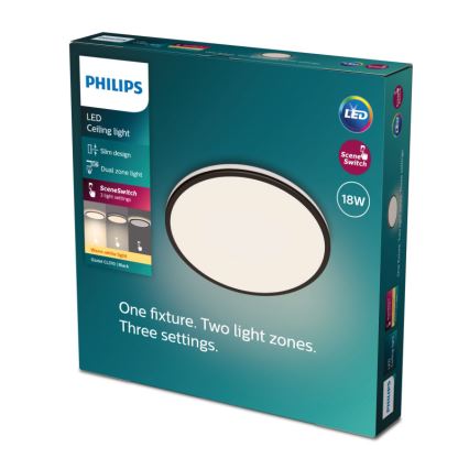 Philips - Plafoniera LED dimmerabile SCENE SWITCH LED/18W/230V diametro 30 cm 2700K nero