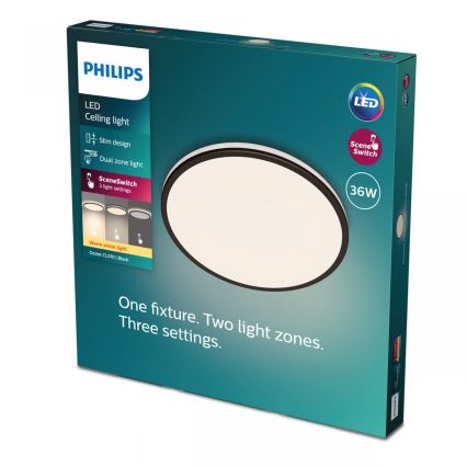 Philips - Plafoniera LED dimmerabile SCENE SWITCH LED/36W/230V diametro 50 cm 2700K nero