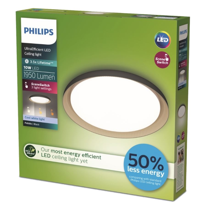 Philips - Plafoniera LED dimmerabile PEBBLO SCENE SWITCH LED/10W/230V 4000K nero