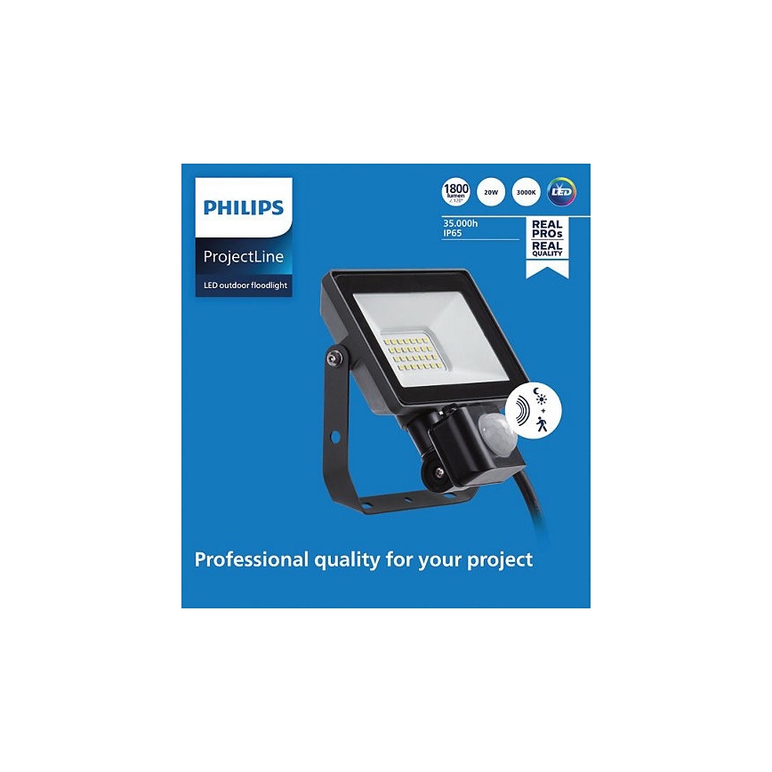 Philips - Proiettore LED da esterno con sensore PROJECTLINE LED/20W/230V IP65 3000K