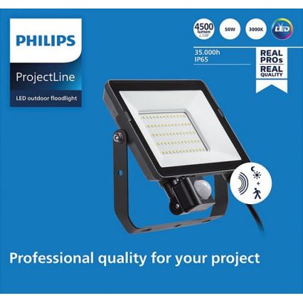 Philips - Proiettore LED da esterno con sensore PROJECTLINE LED/50W/230V IP65 3000K