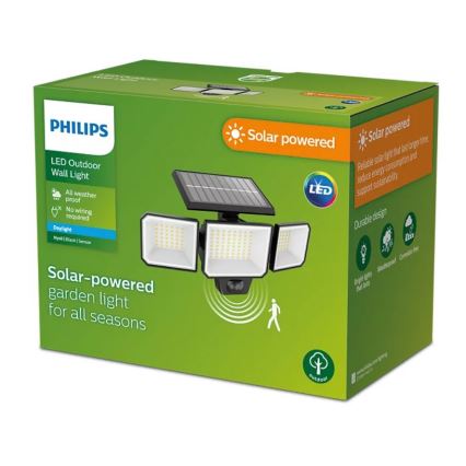 Philips - Proiettore solare da parete a LED con sensore NYSIL 3xLED/8,7W/3,7V 2000 mAh IP65