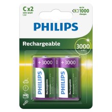 Philips R14B2A300/10 - 2 pz Batteria ricaricabile C MULTILIFE NiMH/1,2V/3000 mAh
