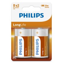 Philips R20L2B/10 - 2 pz Batteria al cloruro di zinco D LONGLIFE 1,5V