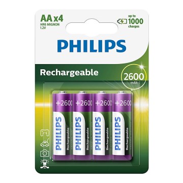 Philips R6B4B260/10 - 4 pz Batteria ricaricabile AA MULTILIFE NiMH/1,2V/2600 mAh
