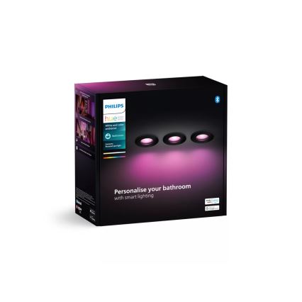 Philips - SET 3x LED RGBW Lampada da incasso dimmerabile per bagno Hue XAMENTO 1xGU10/4,2W/230V 2000-6500K IP44