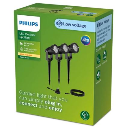 Philips - SET 3x Faretto LED da Esterno CAPER LED/1,5W/24/230V IP44