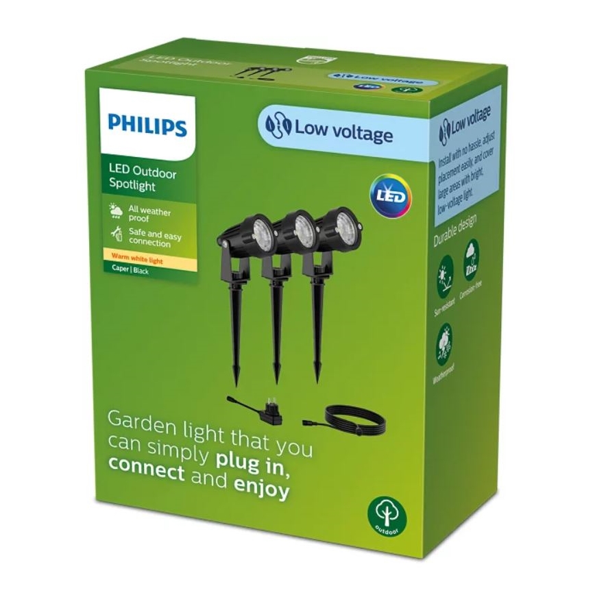 Philips - SET 3x Faretto LED da Esterno CASPER LED/1,5W/24/230V IP44