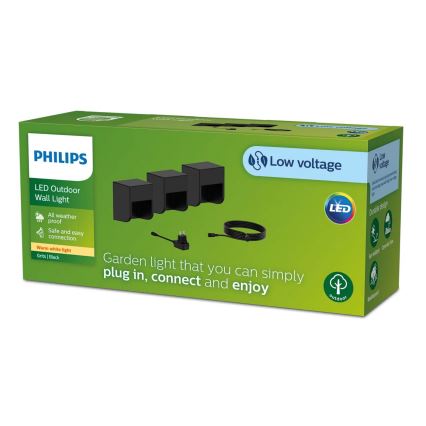 Philips - SET 3x Applique a LED da esterno GRITS LED/1,5W/24/230V IP44